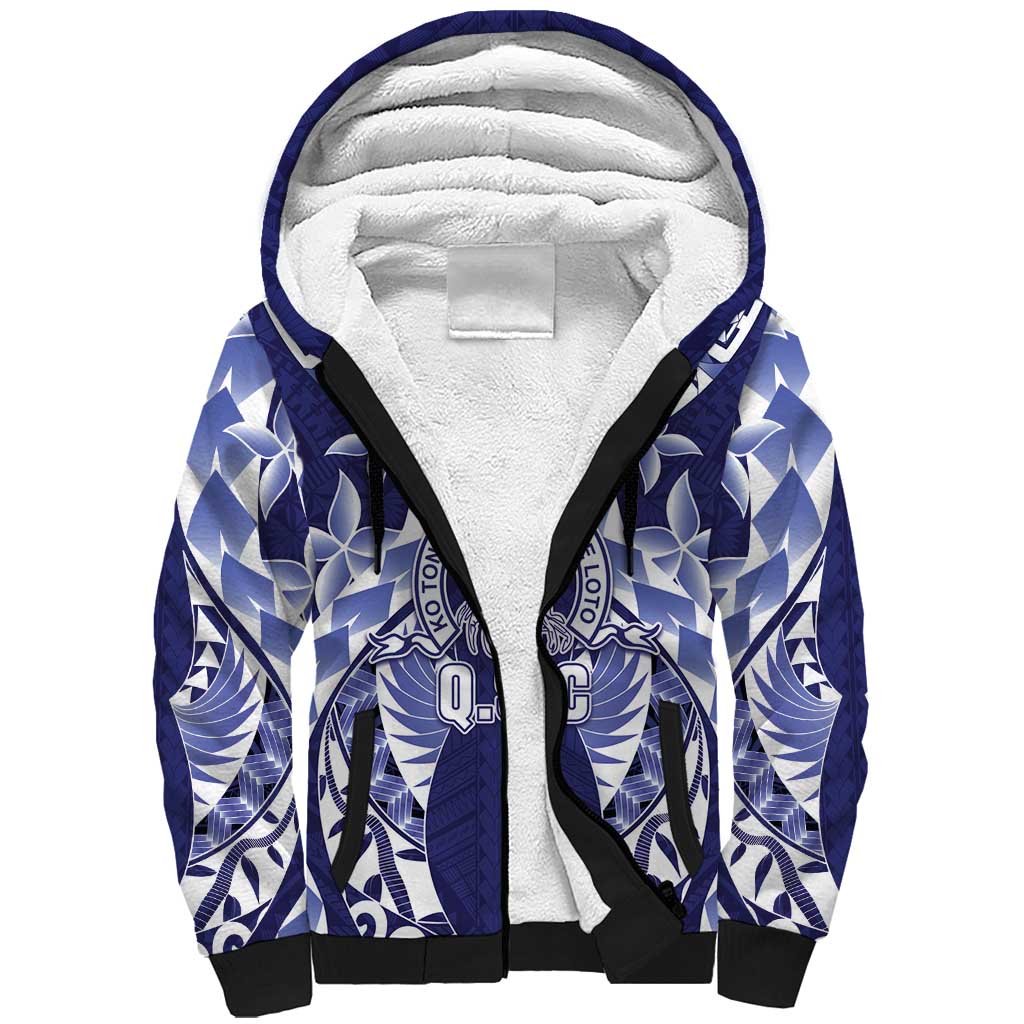 Personalised Tonga Queen Salote College Sherpa Hoodie Centenary Navy Version LT05 Unisex Navy - Polynesian Pride