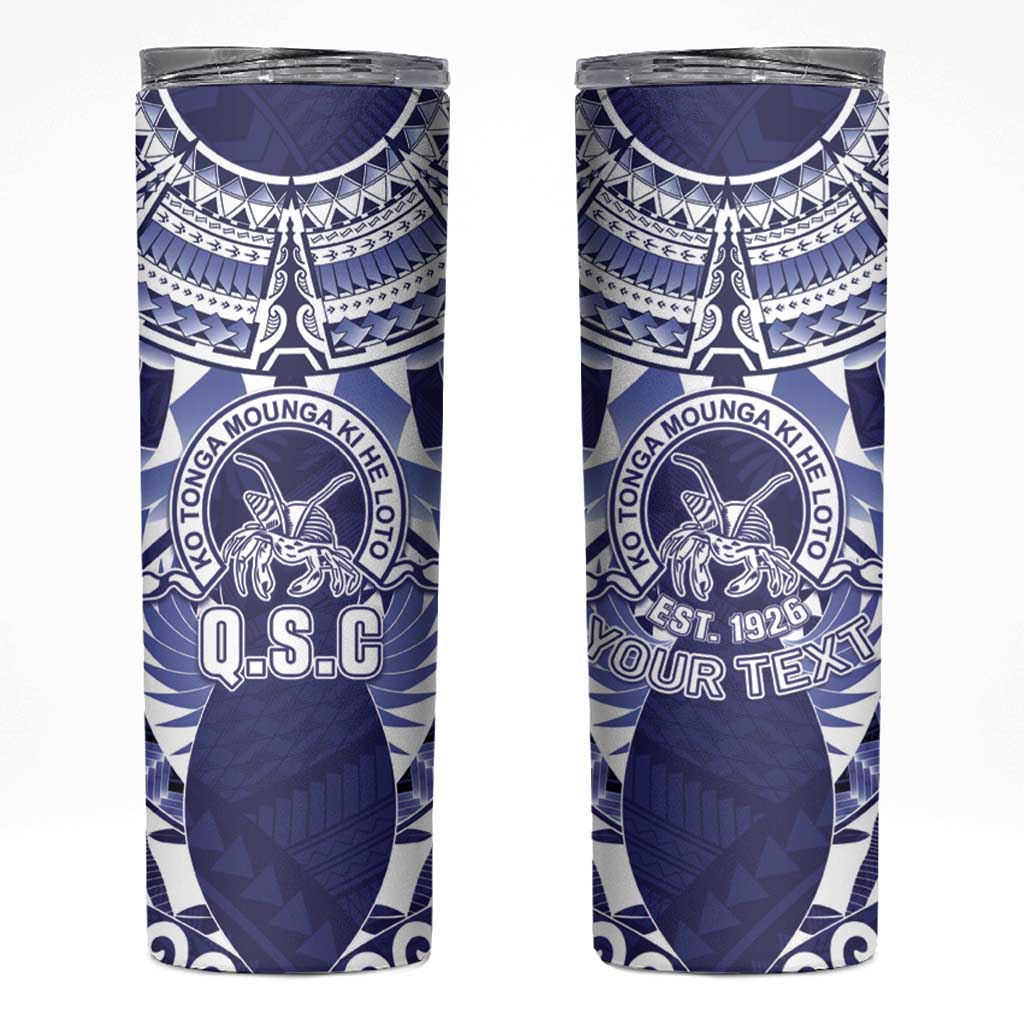 Personalised Tonga Queen Salote College Skinny Tumbler Centenary Navy Version LT05 Navy - Polynesian Pride