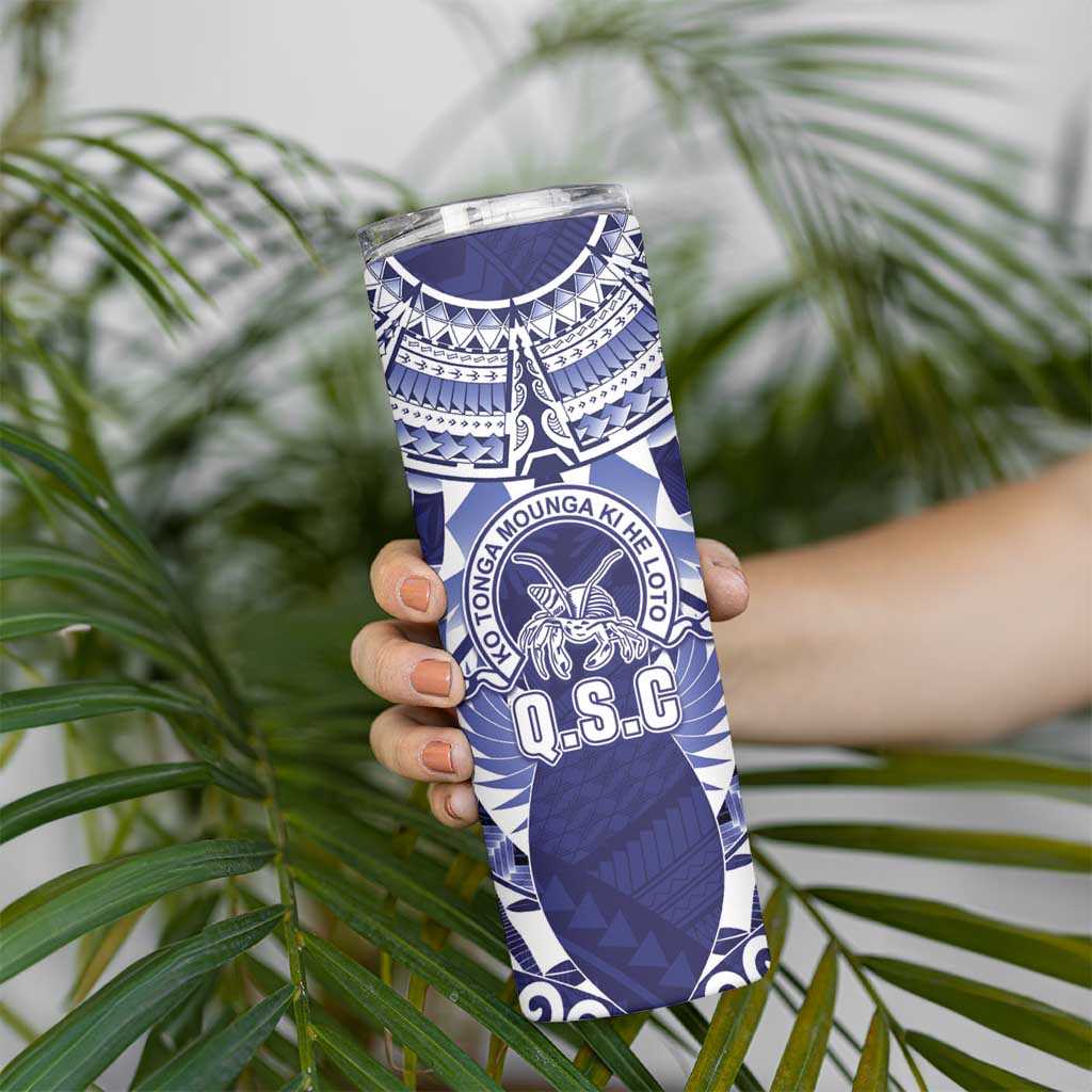 Personalised Tonga Queen Salote College Skinny Tumbler Centenary Navy Version LT05 - Polynesian Pride