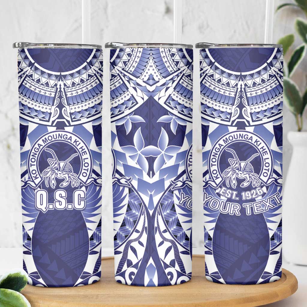 Personalised Tonga Queen Salote College Skinny Tumbler Centenary Navy Version LT05 - Polynesian Pride