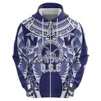 Personalised Tonga Queen Salote College Zip Hoodie Centenary Navy Version LT05 - Polynesian Pride