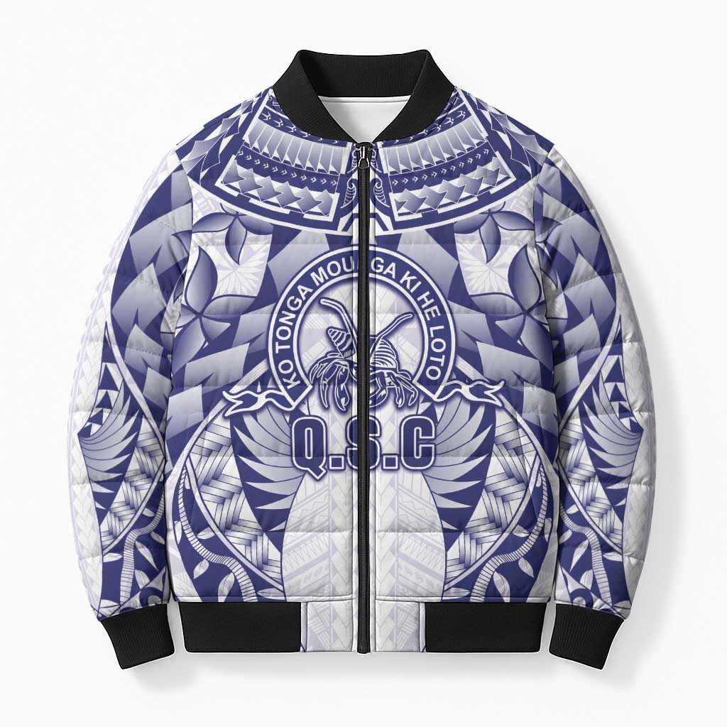 Personalised Tonga Queen Salote College Bomber Puffer Jacket Centenary White Version