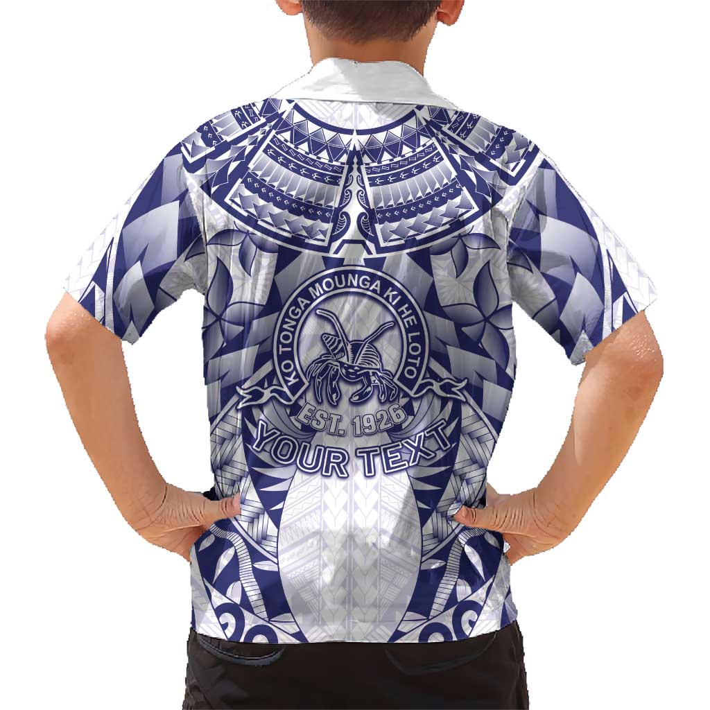 Personalised Tonga Queen Salote College Family Matching Off Shoulder Short Dress and Hawaiian Shirt Centenary White Version LT05 - Polynesian Pride