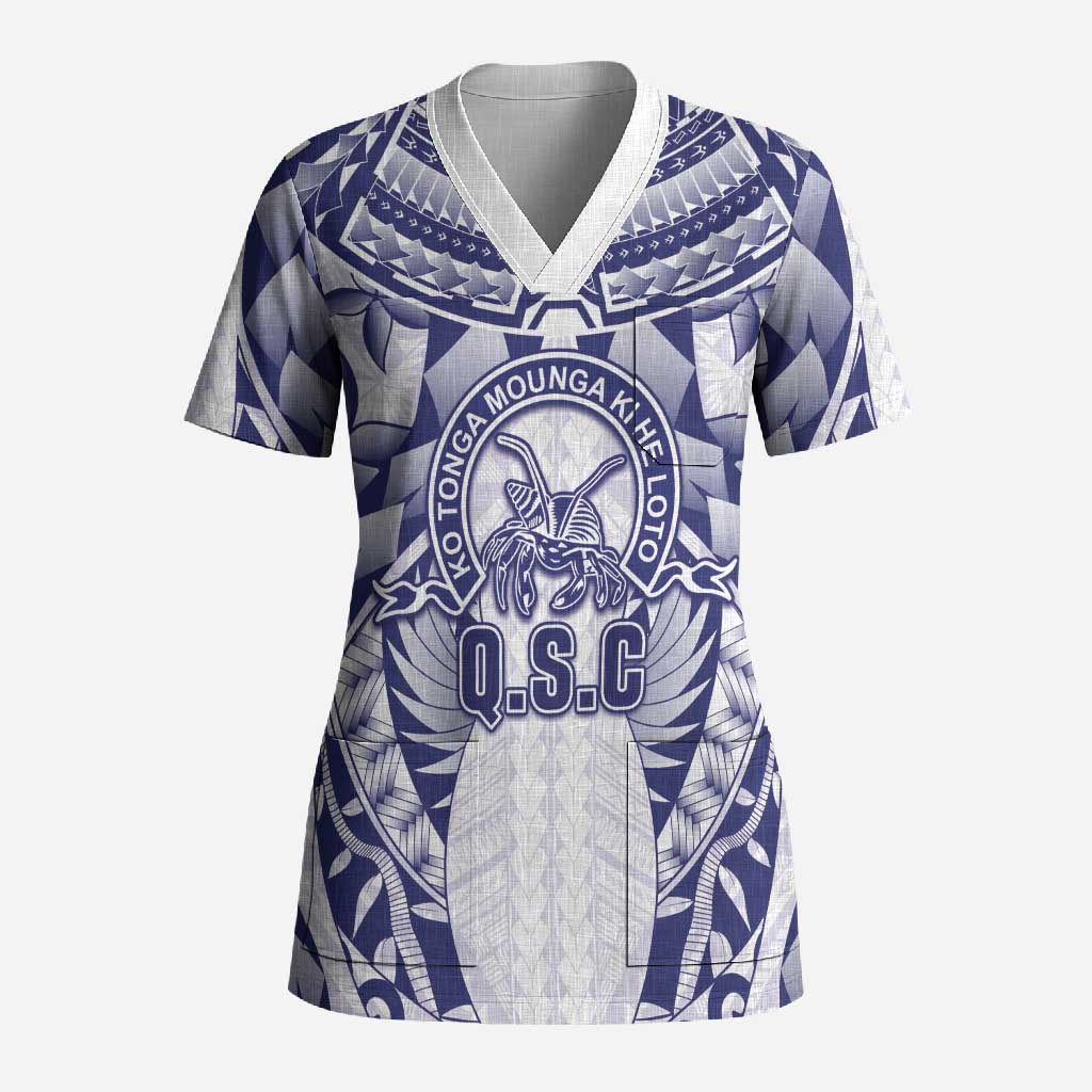 Personalised Tonga Queen Salote College Scrub Top Centenary White Version