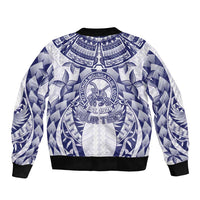 Personalised Tonga Queen Salote College Sleeve Zip Bomber Jacket Centenary White Version LT05 - Polynesian Pride