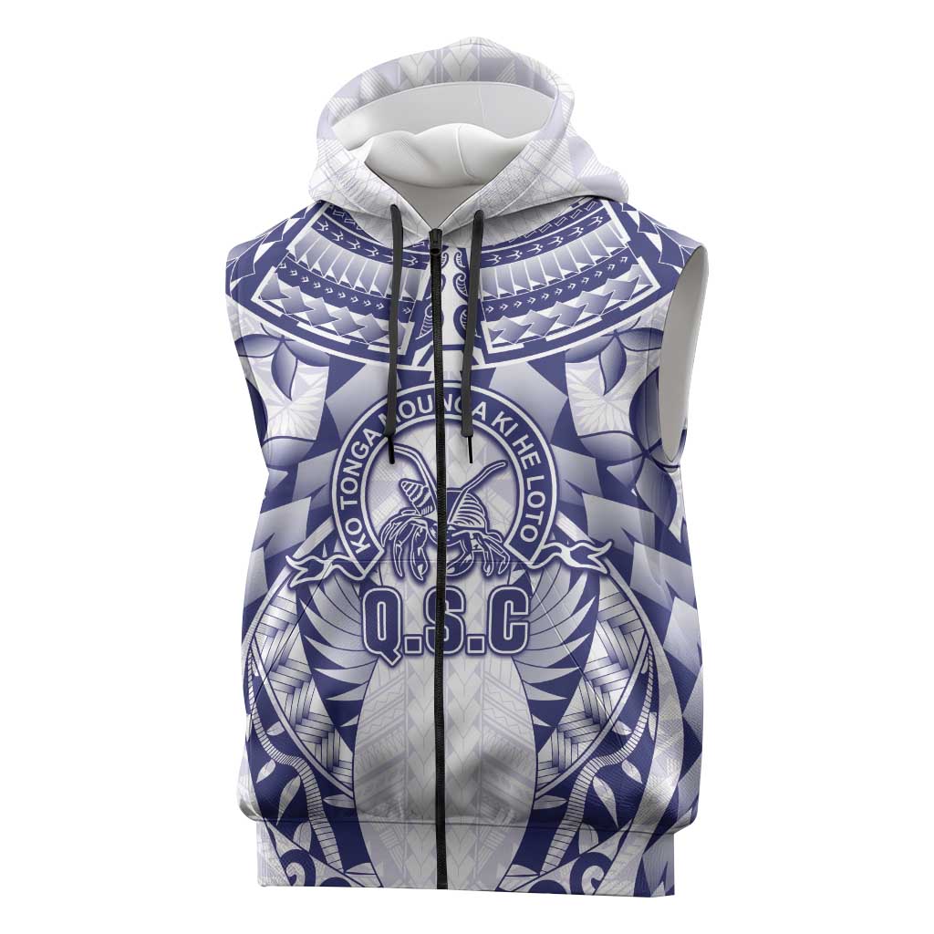 Personalised Tonga Queen Salote College Sleeveless Zip Hoodie Centenary White Version