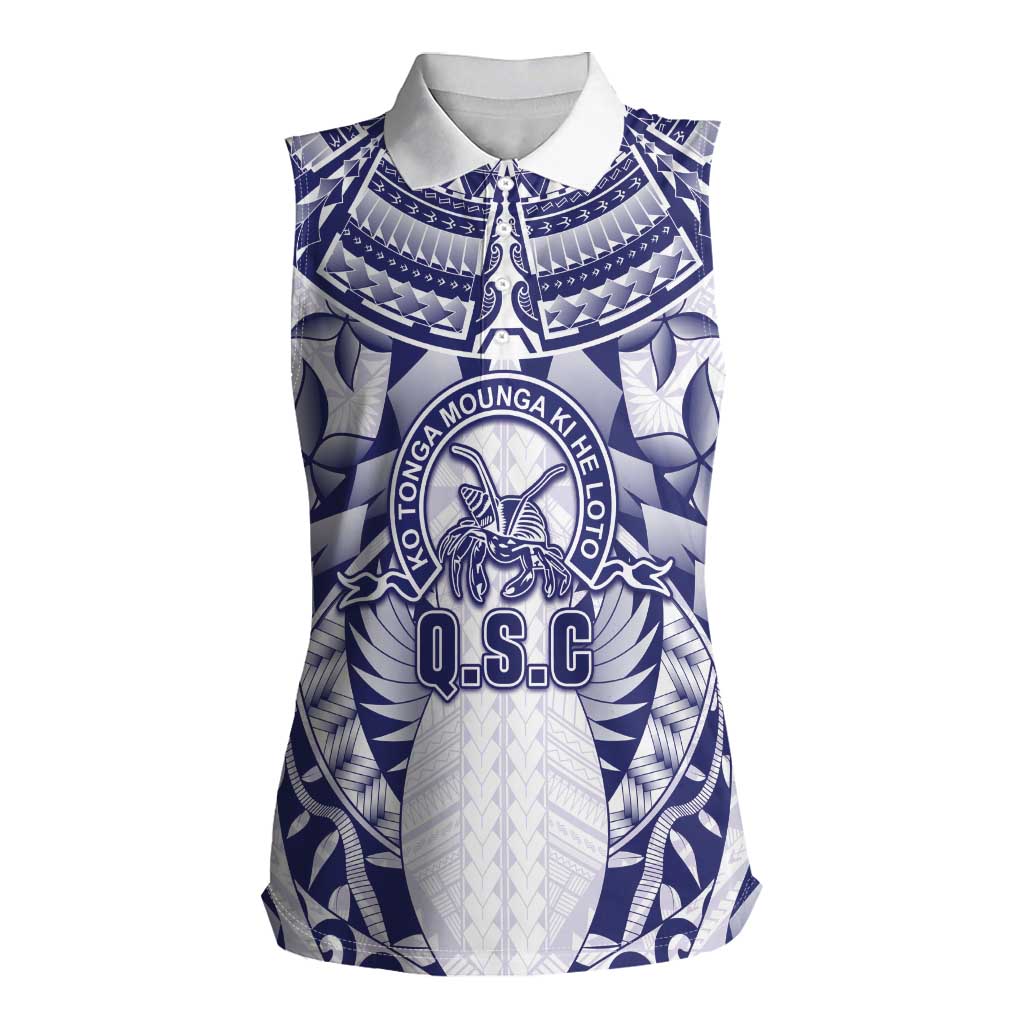 Personalised Tonga Queen Salote College Women Sleeveless Polo Shirt Centenary White Version