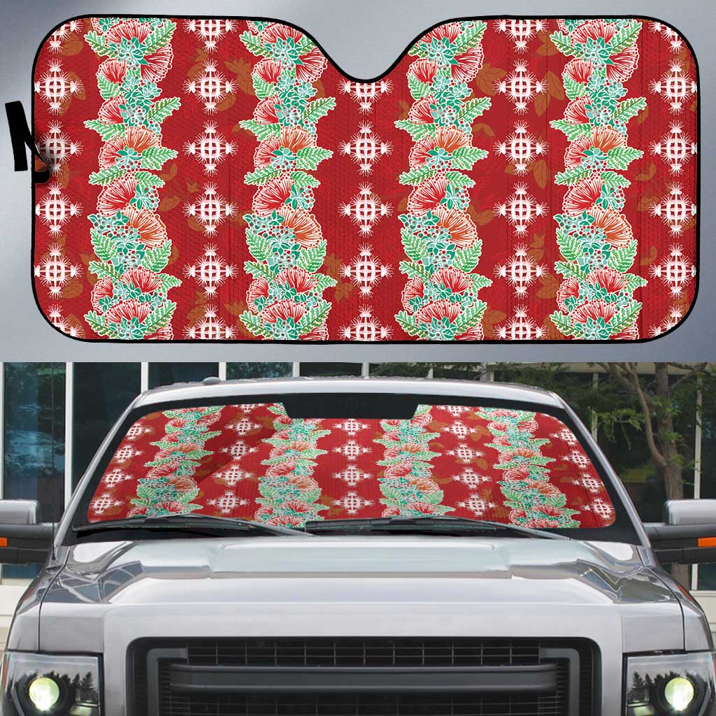 Hawaii Ohia Lehua Auto Sun Shade Tropical Vibes Crimson