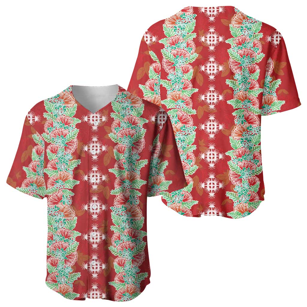Hawaii Ohia Lehua Baseball Jersey Tropical Vibes Crimson