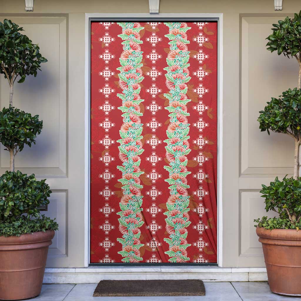 Hawaii Ohia Lehua Door Cover Tropical Vibes Crimson