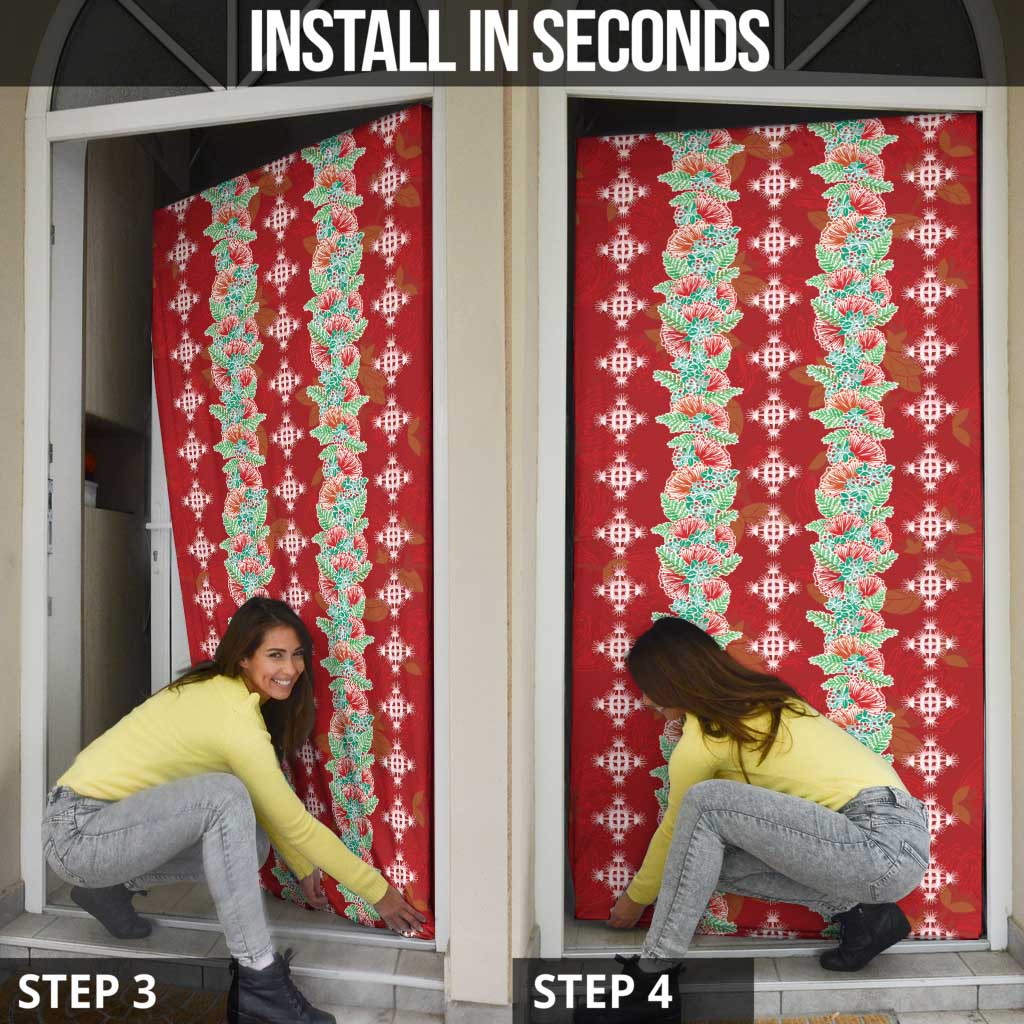 Hawaii Ohia Lehua Door Cover Tropical Vibes Crimson