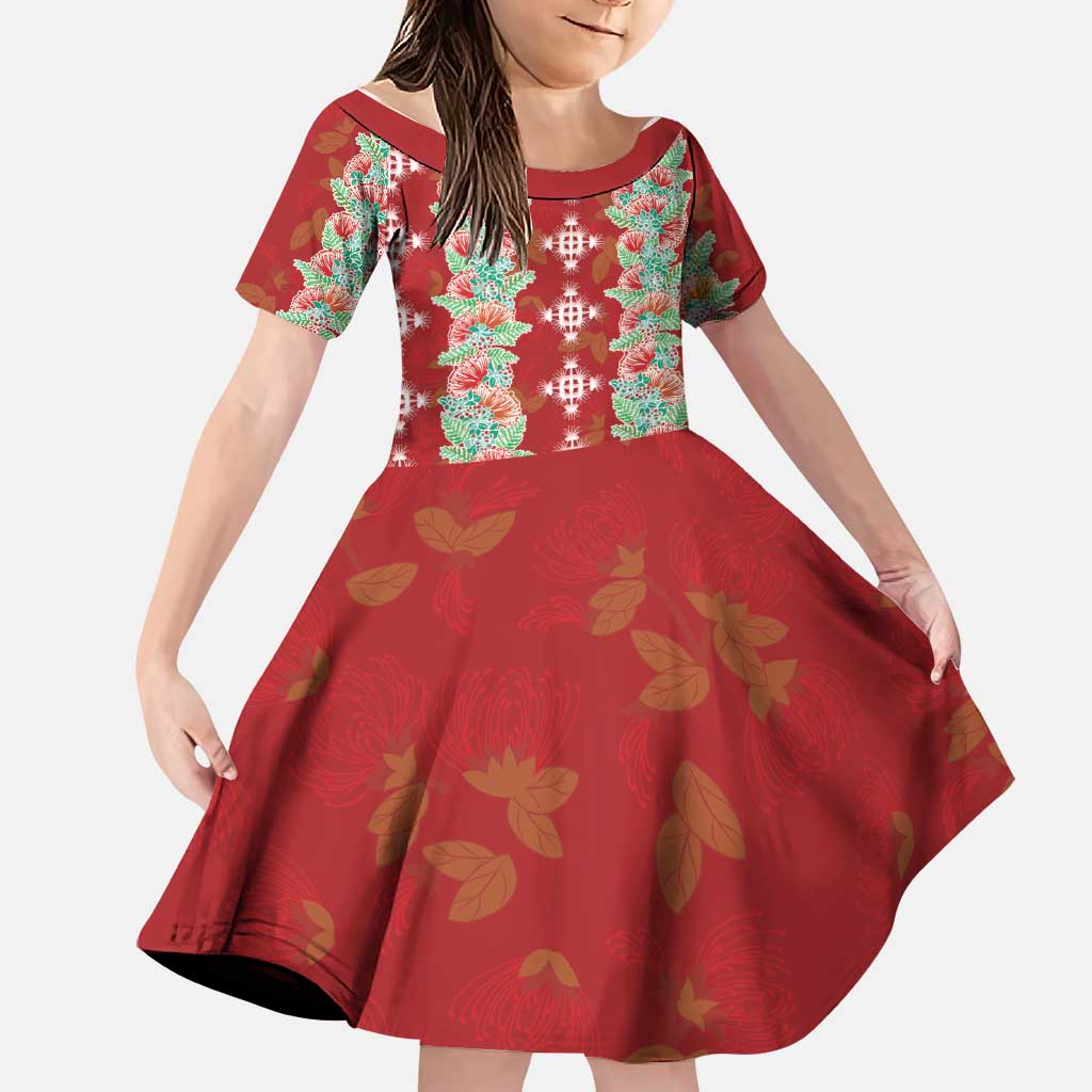 Hawaii Ohia Lehua Family Matching Off Shoulder Maxi Dress and Hawaiian Shirt Tropical Vibes Crimson