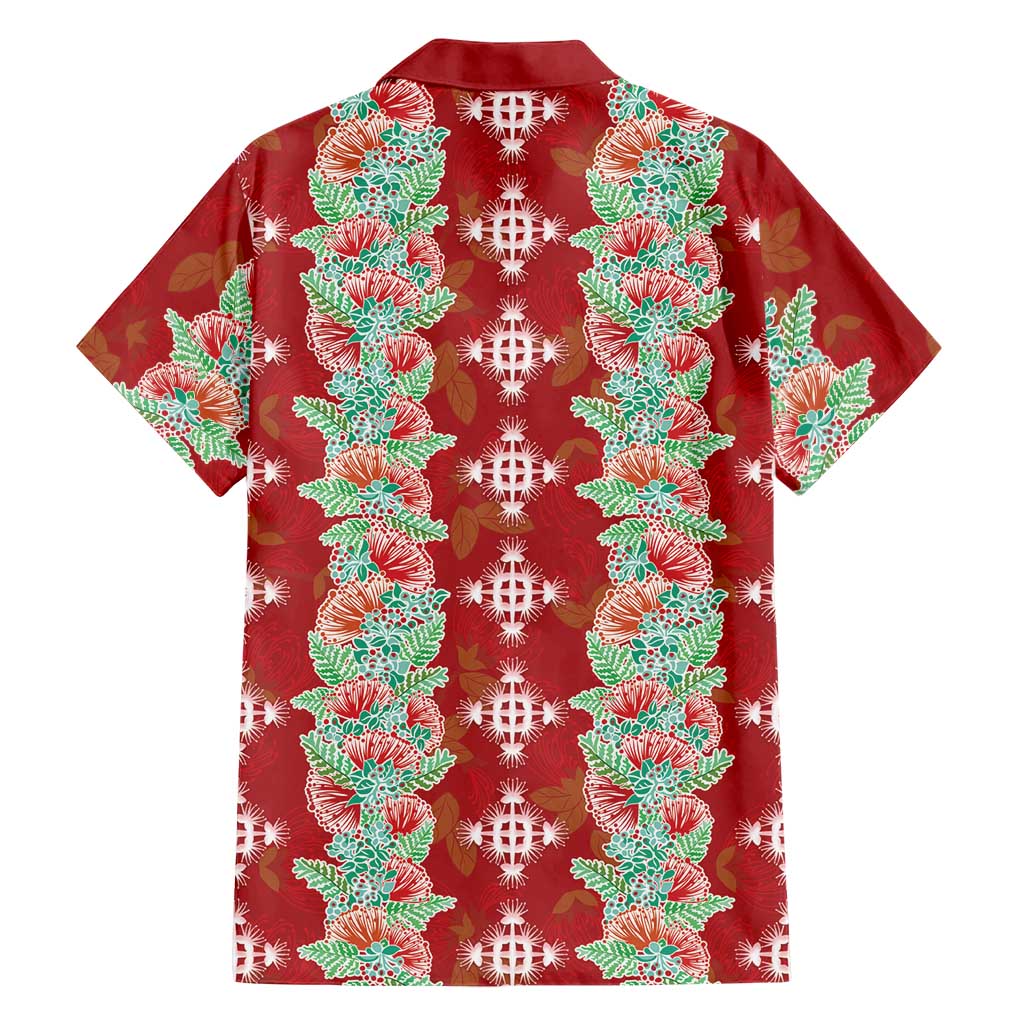 Hawaii Ohia Lehua Family Matching Off Shoulder Maxi Dress and Hawaiian Shirt Tropical Vibes Crimson