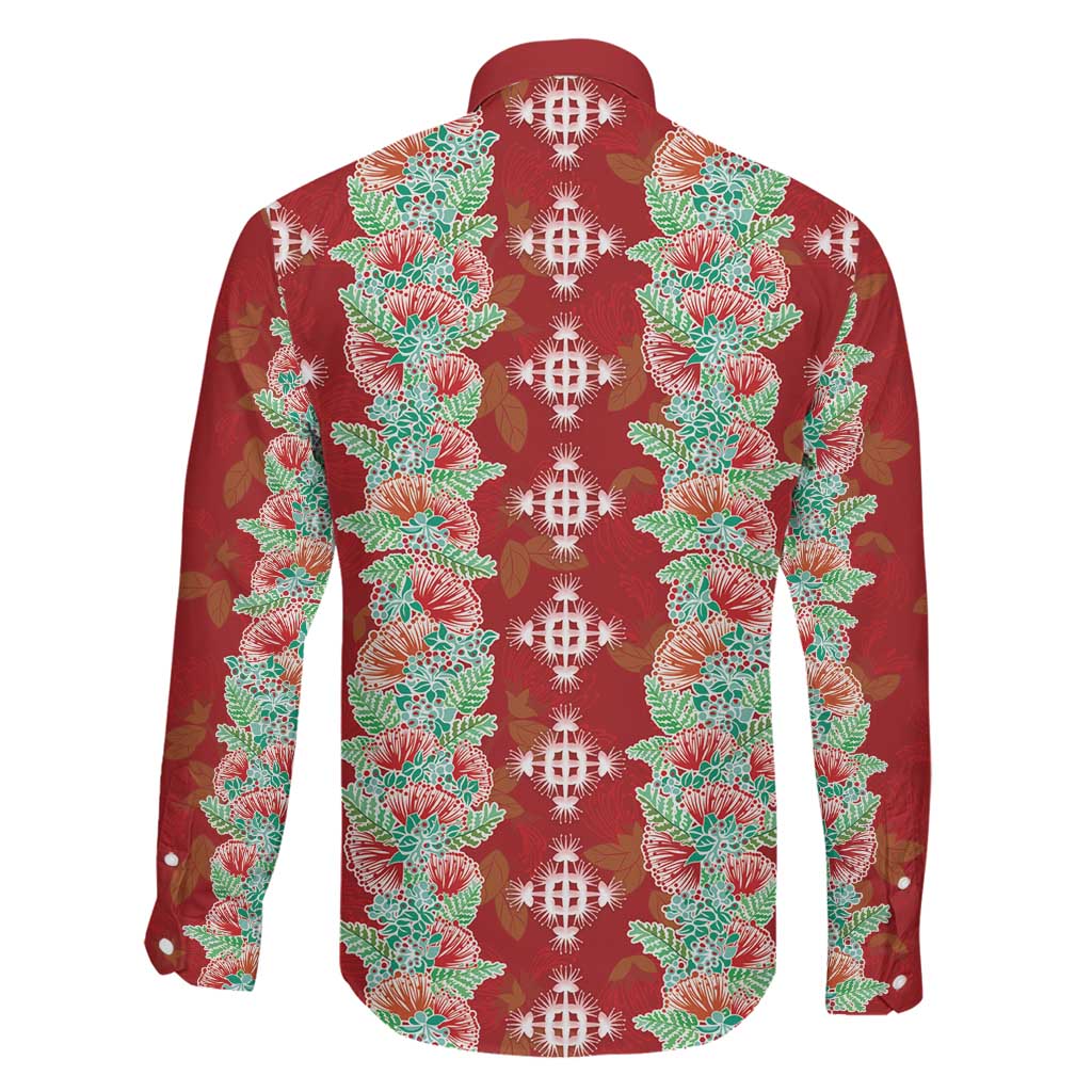 Hawaii Ohia Lehua Family Matching Off Shoulder Maxi Dress and Hawaiian Shirt Tropical Vibes Crimson