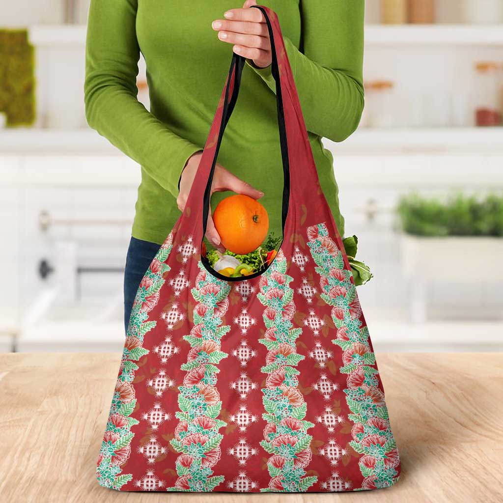 Hawaii Ohia Lehua Grocery Bag Tropical Vibes Crimson LT05 - Polynesian Pride