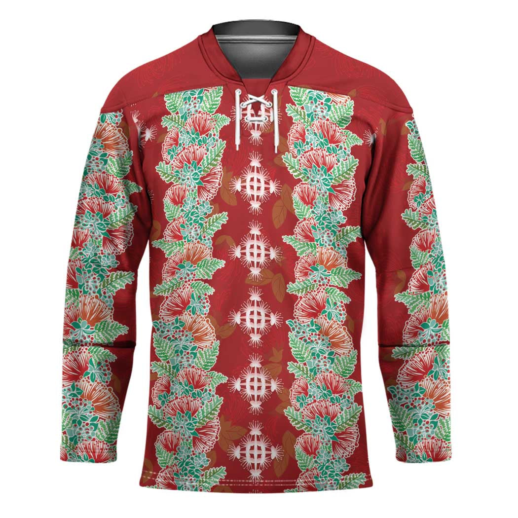 Hawaii Ohia Lehua Hockey Jersey Tropical Vibes Crimson