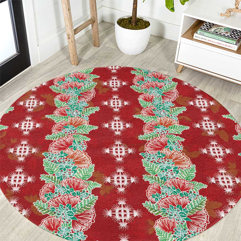 Hawaii Ohia Lehua Round Carpet Tropical Vibes Crimson LT05 Crimson - Polynesian Pride