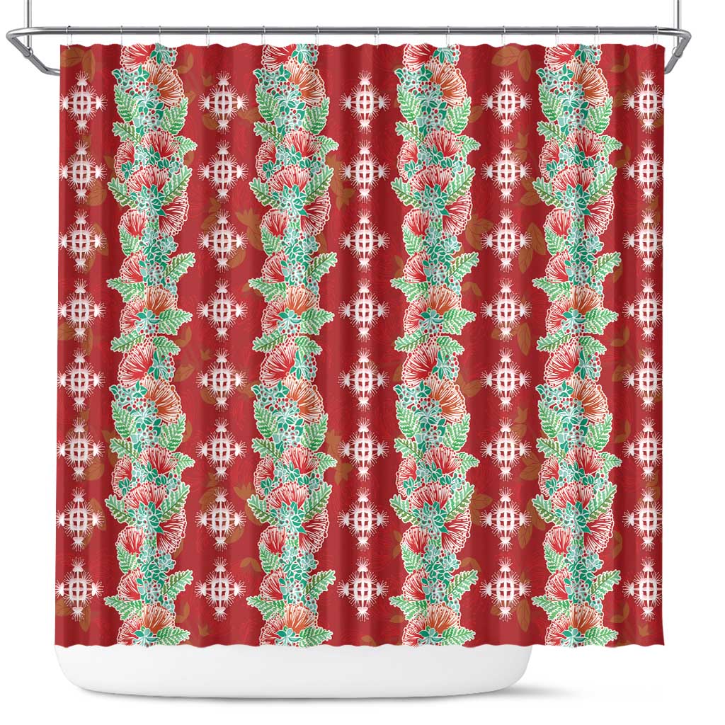 Hawaii Ohia Lehua Shower Curtain Tropical Vibes Crimson