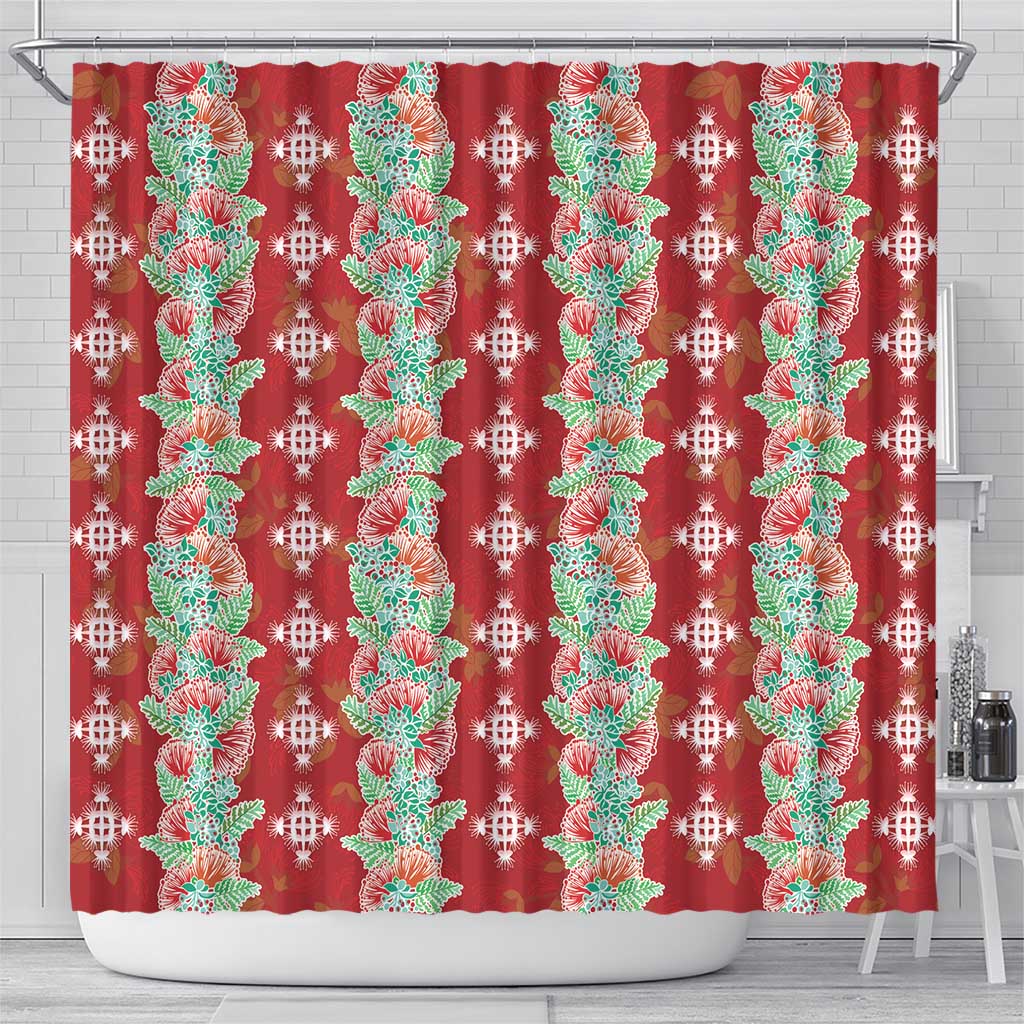 Hawaii Ohia Lehua Shower Curtain Tropical Vibes Crimson