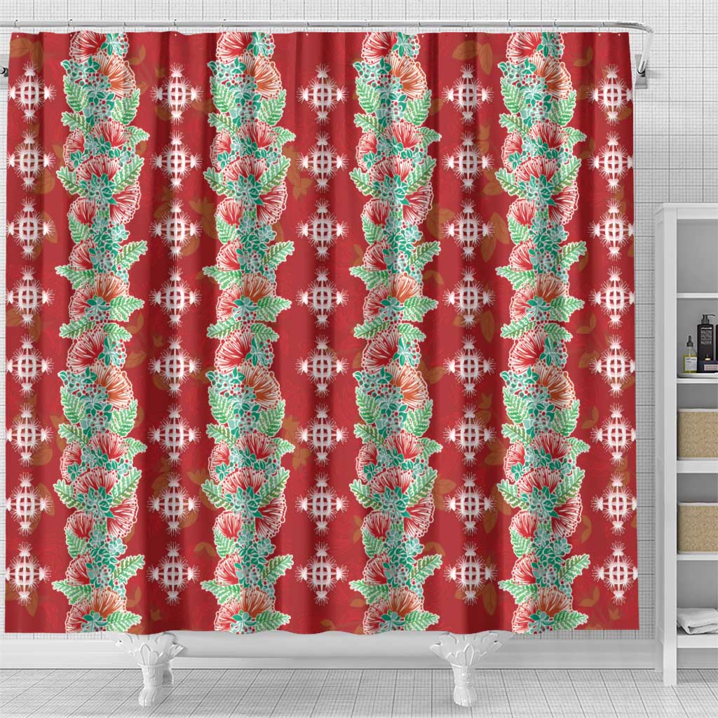 Hawaii Ohia Lehua Shower Curtain Tropical Vibes Crimson