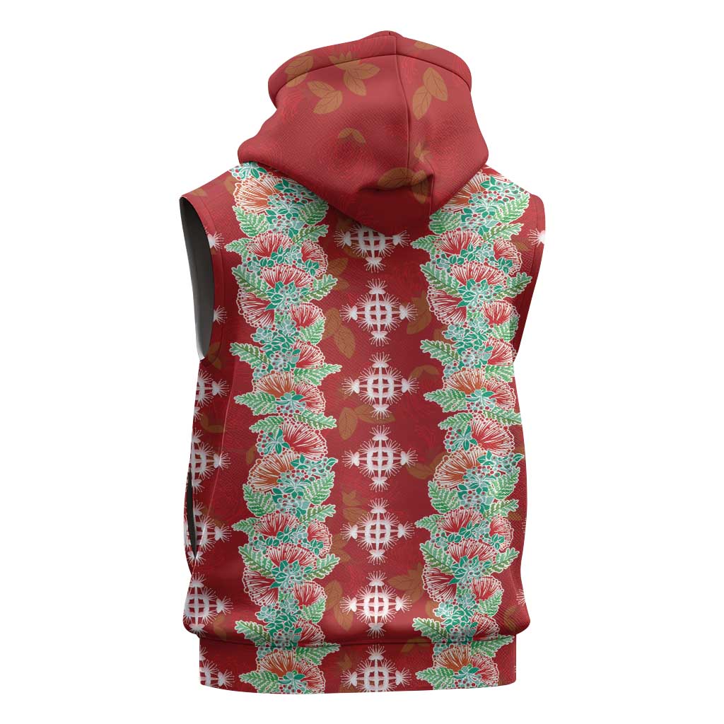 Hawaii Ohia Lehua Sleeveless Zip Hoodie Tropical Vibes Crimson LT05 - Polynesian Pride