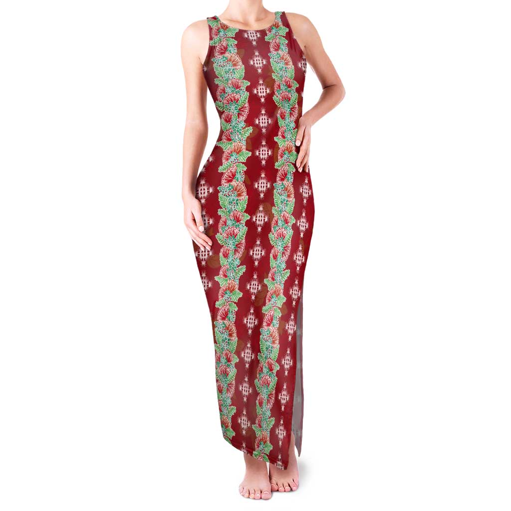Hawaii Ohia Lehua Tank Maxi Dress Tropical Vibes Crimson LT05 Women Crimson - Polynesian Pride