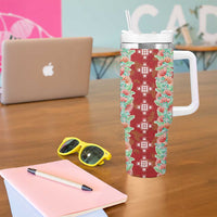 Hawaii Ohia Lehua Tumbler With Handle Tropical Vibes Crimson