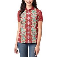 Hawaii Ohia Lehua Women Polo Shirt Tropical Vibes Crimson LT05 - Polynesian Pride