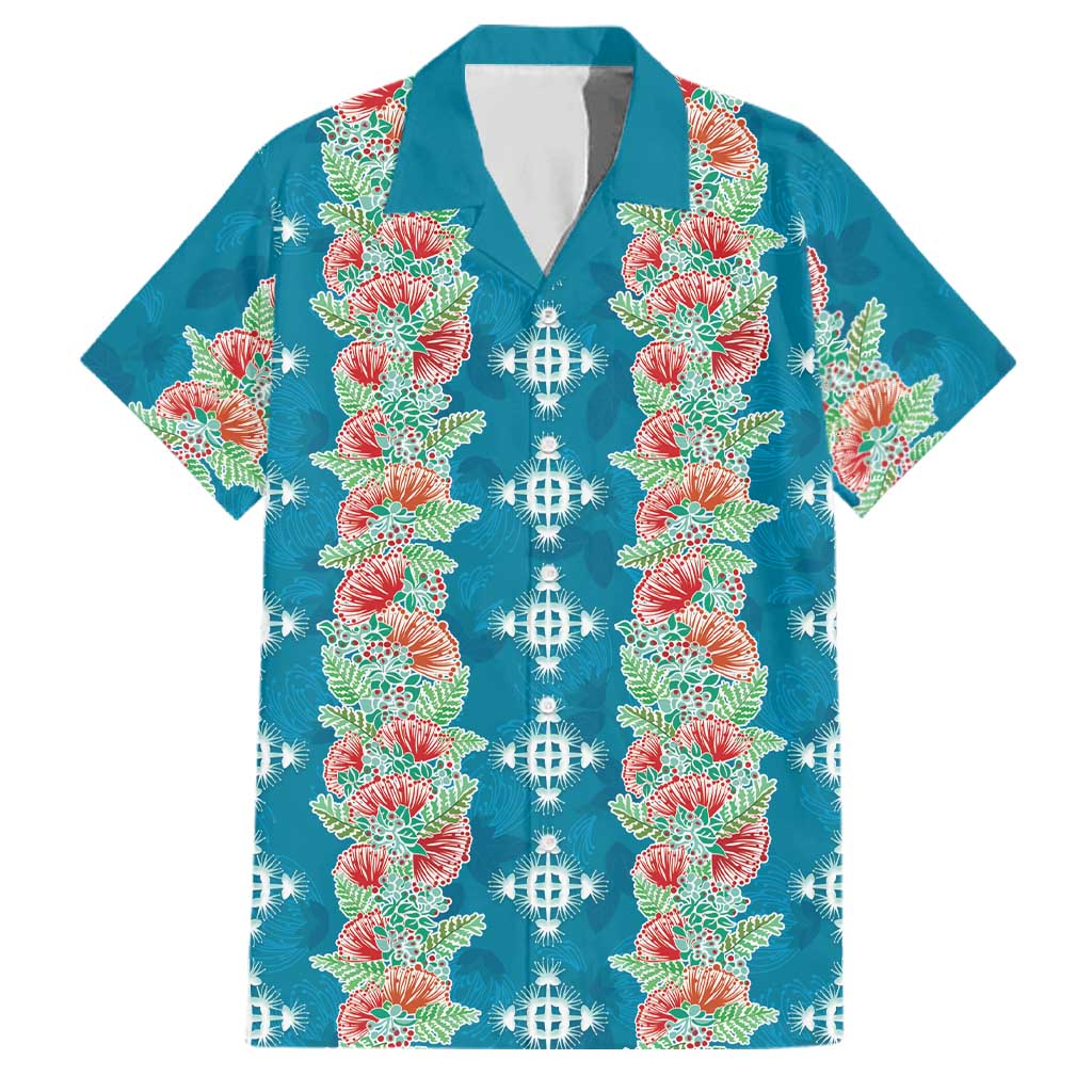 Hawaii Ohia Lehua Family Matching Mermaid Dress and Hawaiian Shirt Tropical Vibes Teal LT05 Dad's Shirt - Short Sleeve Teal - Polynesian Pride