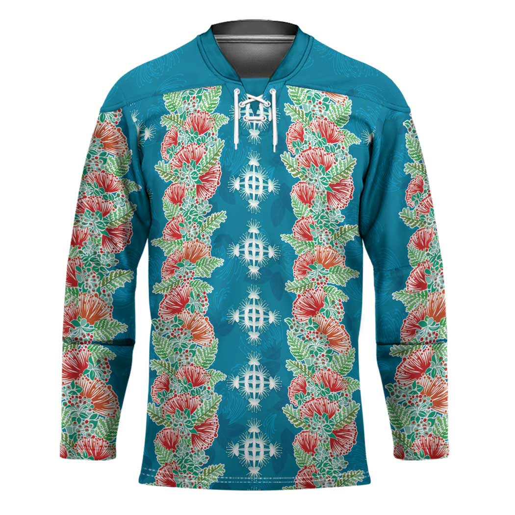 Hawaii Ohia Lehua Hockey Jersey Tropical Vibes Teal