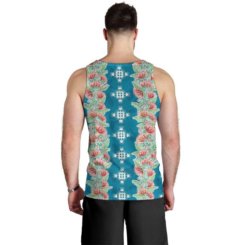 Hawaii Ohia Lehua Men Tank Top Tropical Vibes Teal