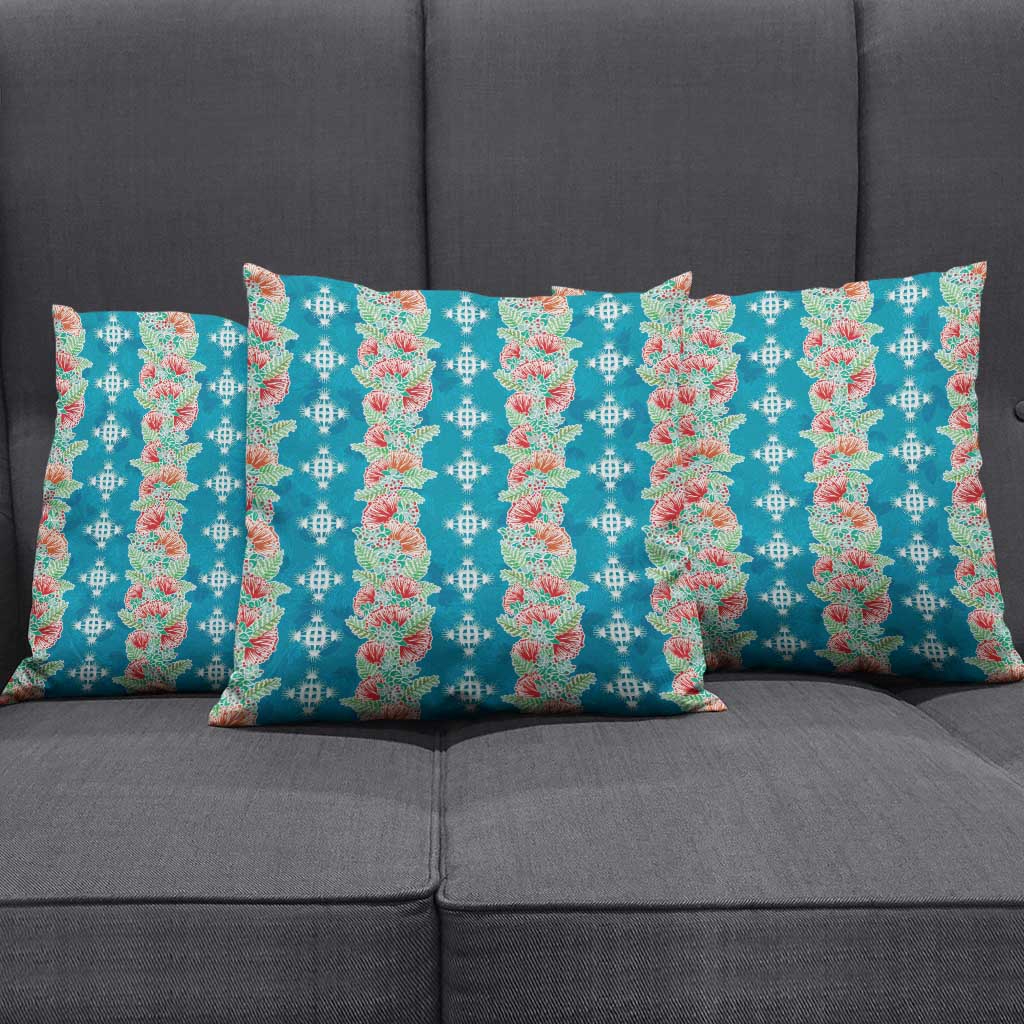 Hawaii Ohia Lehua Pillow Cover Tropical Vibes Teal