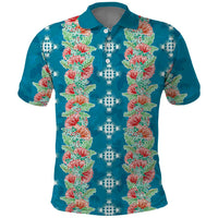 Hawaii Ohia Lehua Polo Shirt Tropical Vibes Teal