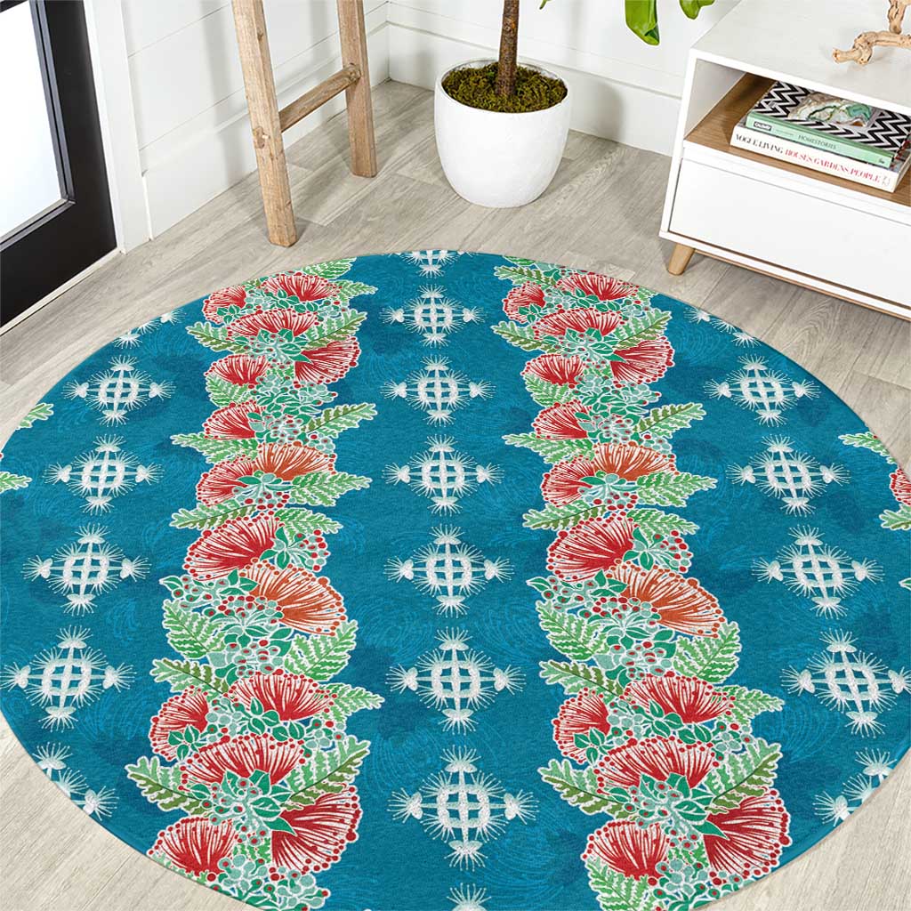Hawaii Ohia Lehua Round Carpet Tropical Vibes Teal LT05 Teal - Polynesian Pride