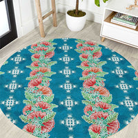 Hawaii Ohia Lehua Round Carpet Tropical Vibes Teal LT05 Teal - Polynesian Pride