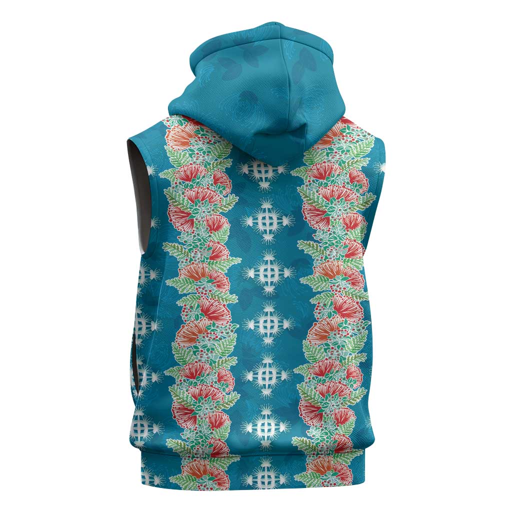 Hawaii Ohia Lehua Sleeveless Hoodie Tropical Vibes Teal LT05 - Polynesian Pride