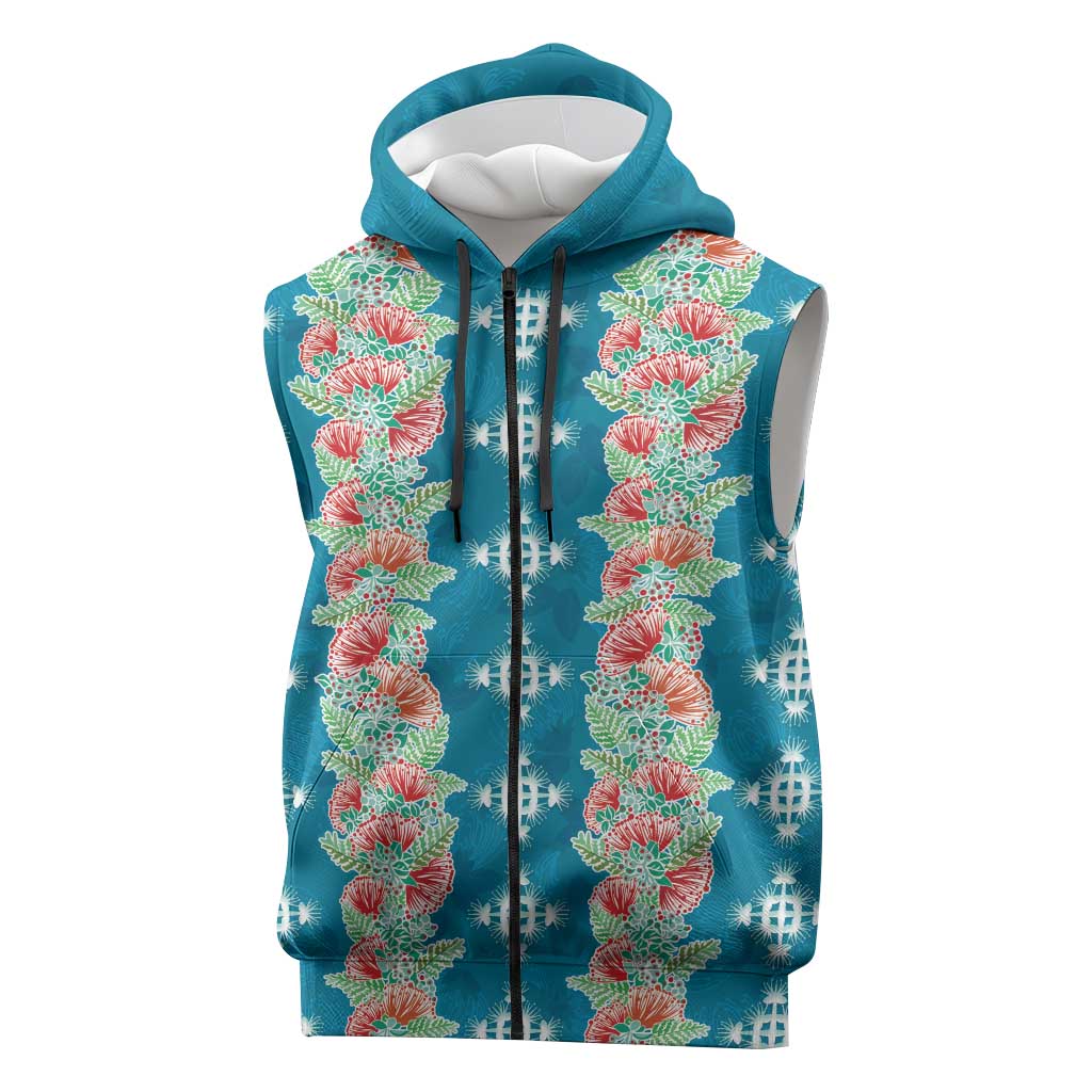 Hawaii Ohia Lehua Sleeveless Zip Hoodie Tropical Vibes Teal LT05 Teal - Polynesian Pride