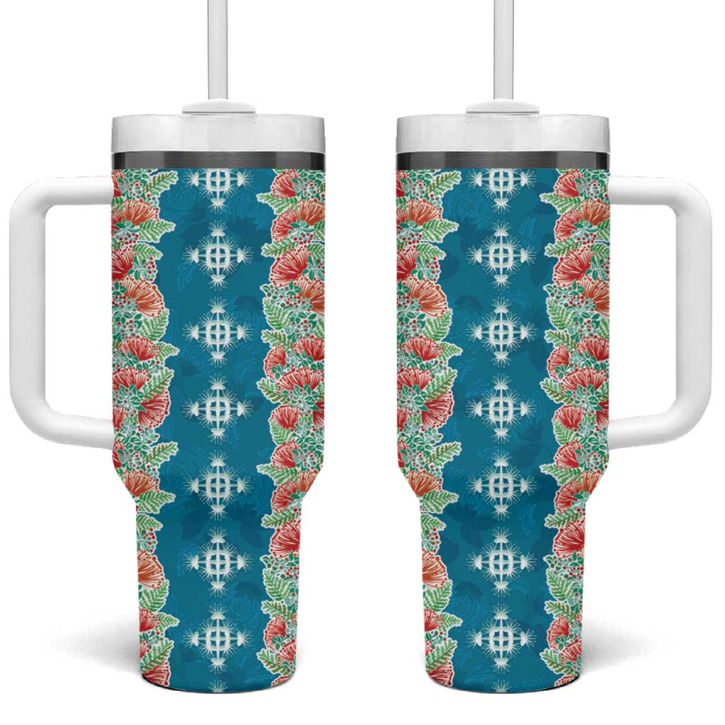 Hawaii Ohia Lehua Tumbler With Handle Tropical Vibes Teal