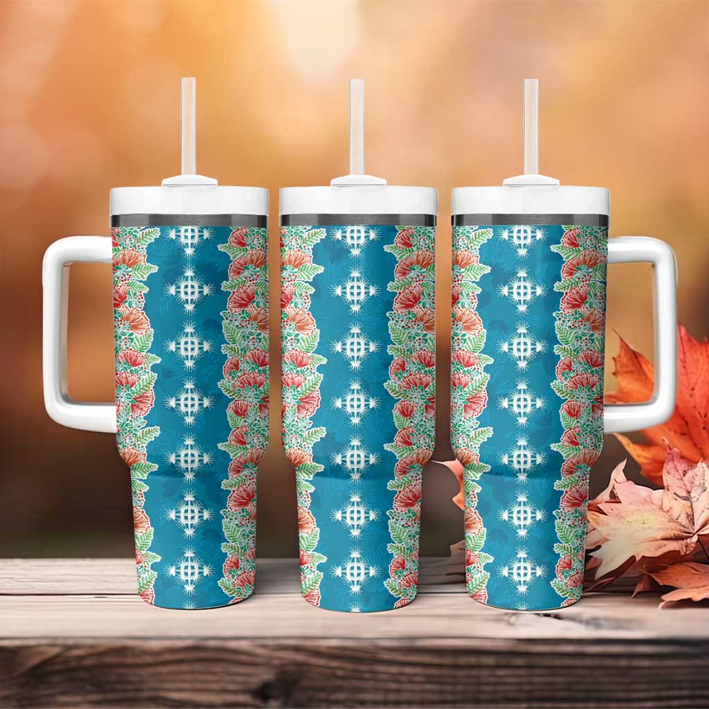 Hawaii Ohia Lehua Tumbler With Handle Tropical Vibes Teal