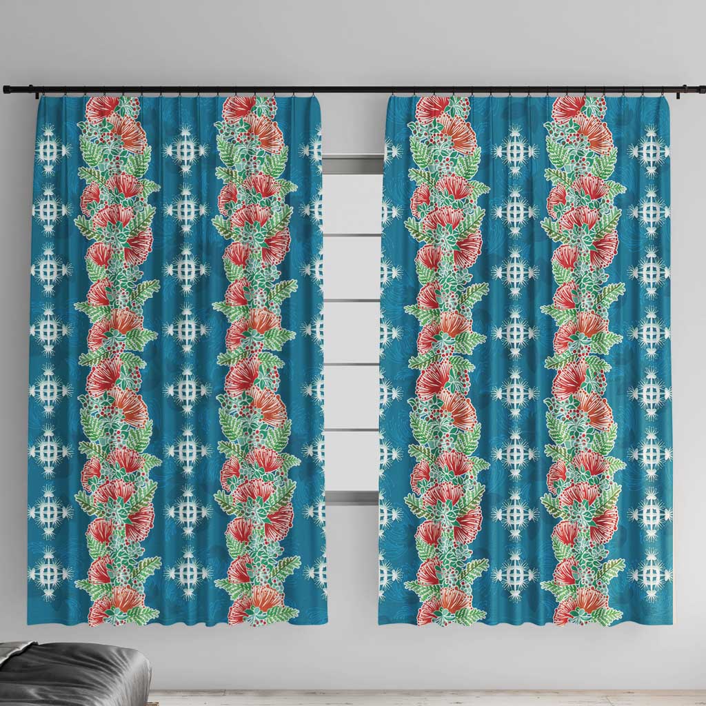 Hawaii Ohia Lehua Window Curtain Tropical Vibes Teal