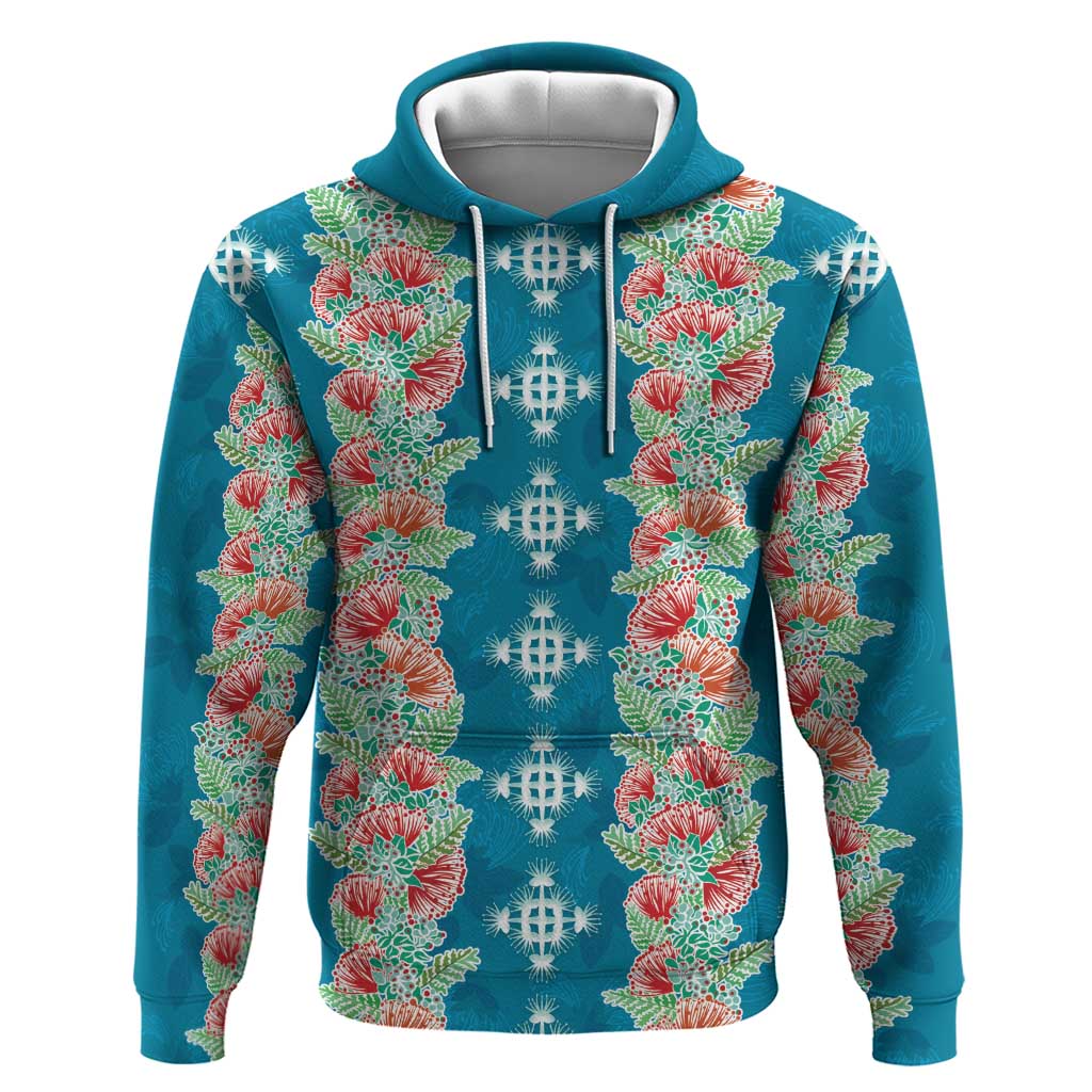 Hawaii Ohia Lehua Zip Hoodie Tropical Vibes Teal