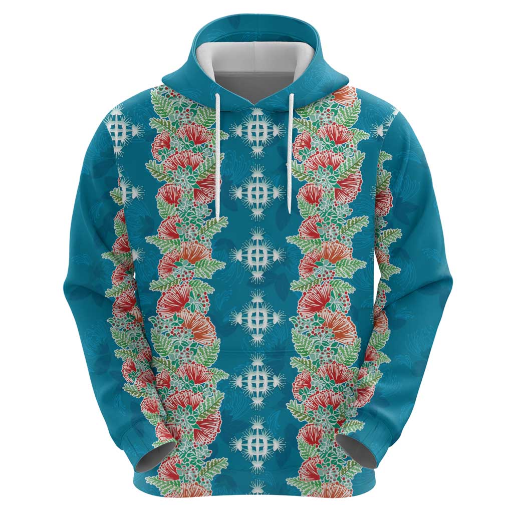 Hawaii Ohia Lehua Zip Hoodie Tropical Vibes Teal