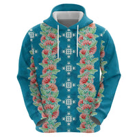 Hawaii Ohia Lehua Zip Hoodie Tropical Vibes Teal