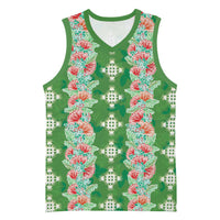 Hawaii Ohia Lehua Basketball Jersey Tropical Vibes Green LT05 Unisex Green - Polynesian Pride