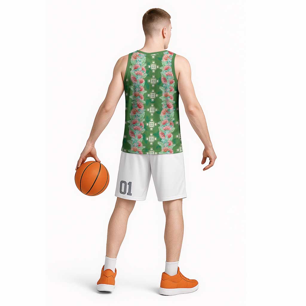 Hawaii Ohia Lehua Basketball Jersey Tropical Vibes Green LT05 - Polynesian Pride