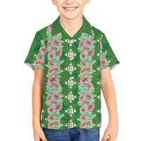 Hawaii Ohia Lehua Family Matching Mermaid Dress and Hawaiian Shirt Tropical Vibes Green LT05 Son's Shirt Green - Polynesian Pride