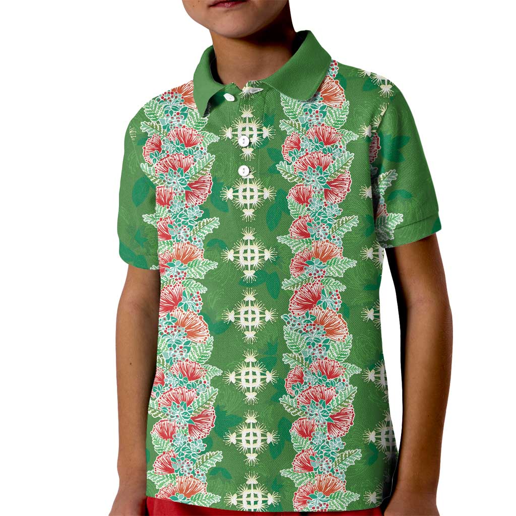 Hawaii Ohia Lehua Kid Polo Shirt Tropical Vibes Green LT05 Kid Green - Polynesian Pride