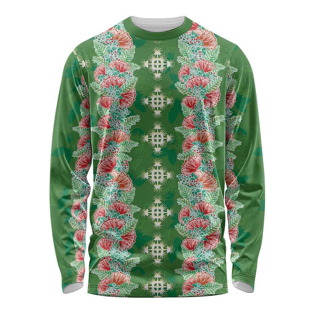 Hawaii Ohia Lehua Long Sleeve Shirt Tropical Vibes Green LT05 Unisex Green - Polynesian Pride