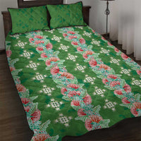 Hawaii Ohia Lehua Quilt Bed Set Tropical Vibes Green LT05 Green - Polynesian Pride