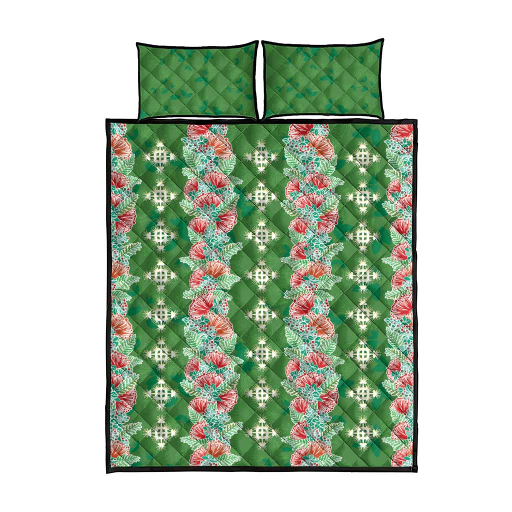 Hawaii Ohia Lehua Quilt Bed Set Tropical Vibes Green LT05 - Polynesian Pride